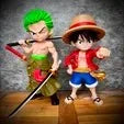 Two pack 26 inch Luffy and 18 inch Zoro One Piece collectible figures bundle with assembly required