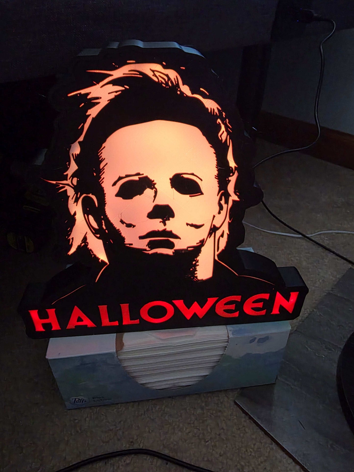 Halloween Michael myers 10" lightbox horror comes with onn led lights by 3dCurioPrints