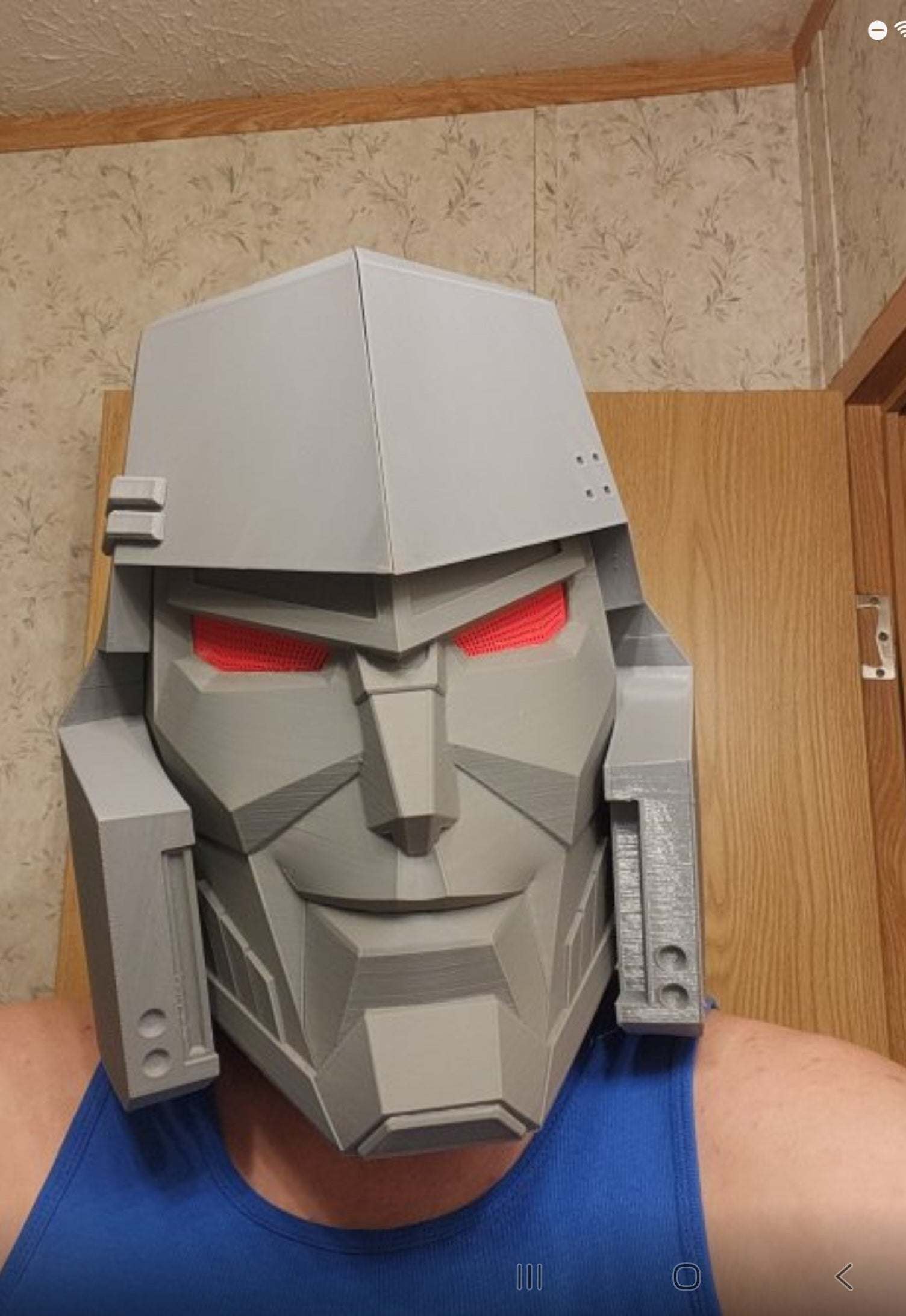 Megatron G1 grey helmet mask for cosplay and display, fits heads up to 24 inches