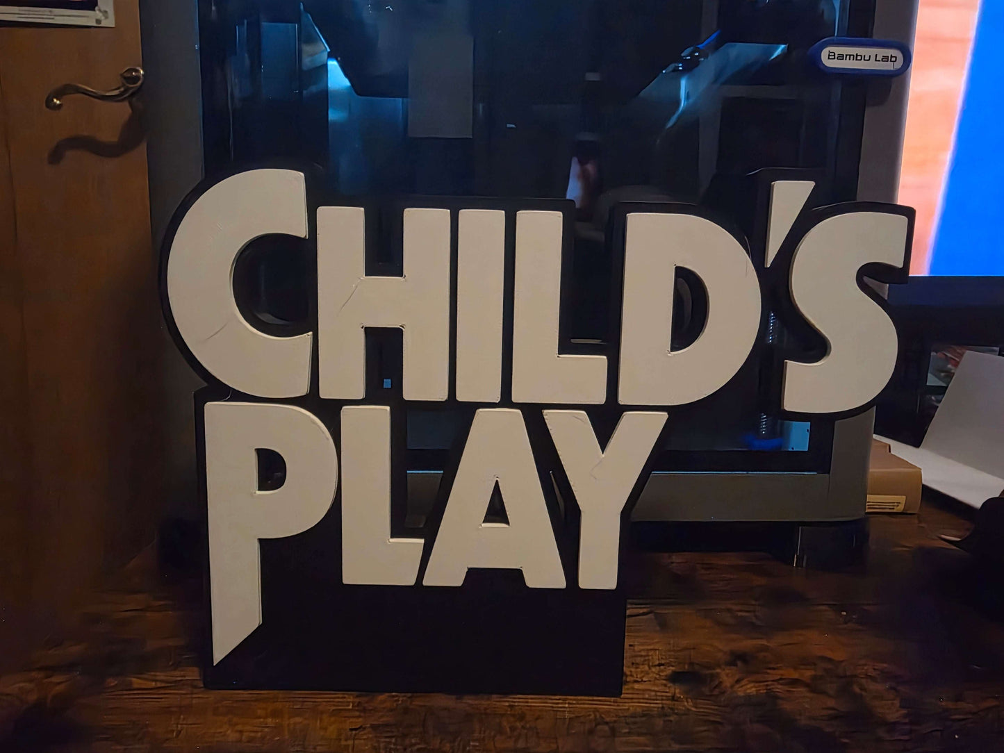 Childs play large sign 10x8 black and white Chucky horror wall art