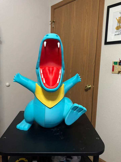 Life-size 18-inch anime Pokemon #0158 Totodile statue by 3dCurioPrints, detailed and handcrafted collectible