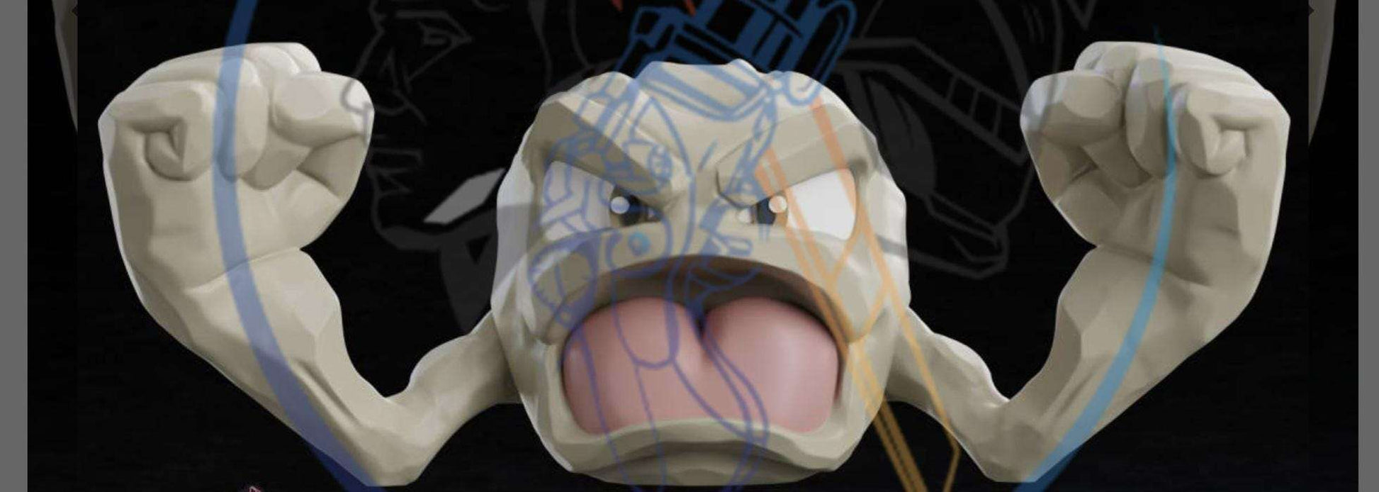 Full size 1ft 3in Geodude large #0074 bust statue figure by 3dCurioPrints