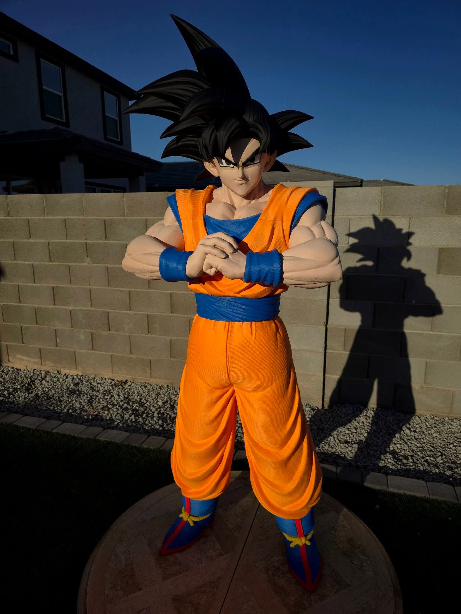 Large 1:1 scale life-size 5ft 9in Goku bust statue with Super Saiyan and base form hair options by 3dCurioPrints
